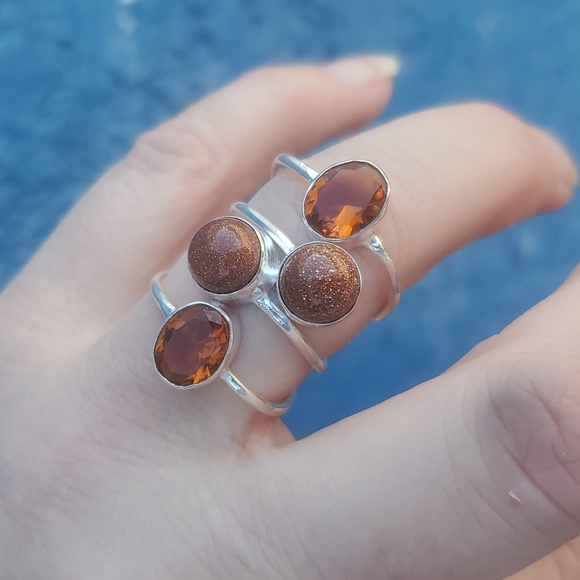 New Sunstone Sun Sitara and Honey Citrine Silver Ring. - Picture 3 of 10